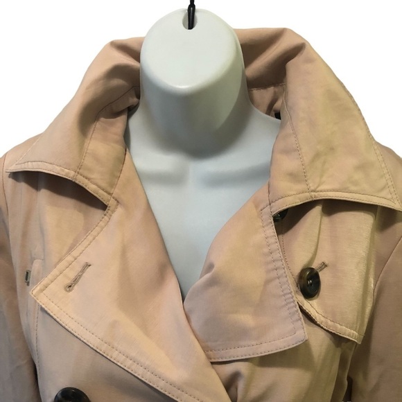 Steve Madden Long Tan Double Breasted Belted Trench Coat Size 8 Spring Summer - Picture 5 of 9